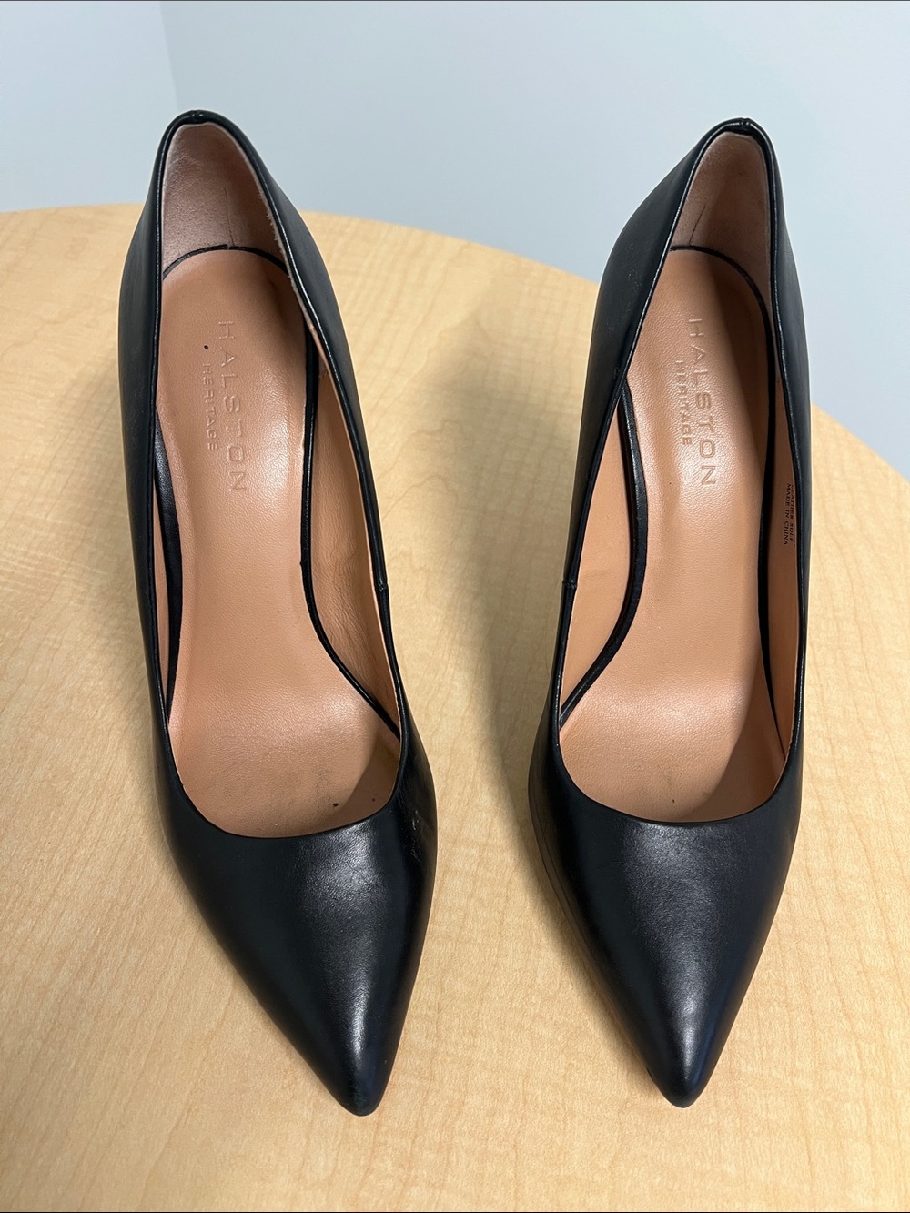 Halston Heritage Black Leather Pointed Toe Pumps